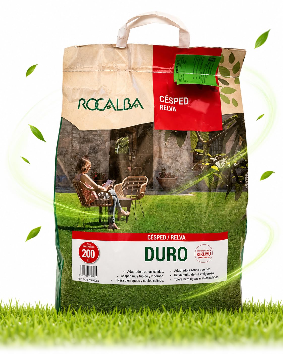 Semillas De Césped Con Kikuyu Duro Saco 5 kg – Resistente Pisoteo, Sequía y Agua Salina, Bajo Mantenimiento, Zonas Secas, Suelos Difíciles y Jardín Mediterráneo, Cobertura Hasta 200 m² | Nexum Market