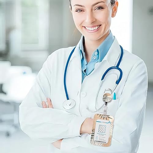 Miniatura 5 de Soporte para tarjetas y clip retráctil resistente, soporte para tarjeta de identificación con carrete retráctil para profesores, enfermeras,