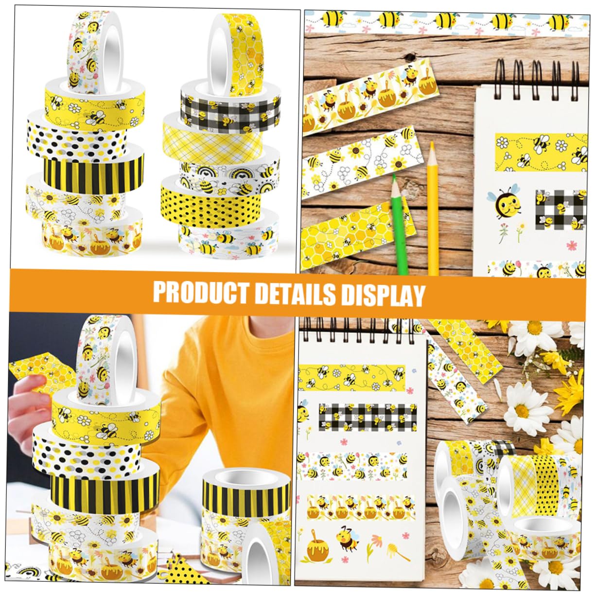 NUOBESTY 60rollen Washi Tape Mit Bienenmuster Dekoratives Klebeband Für Scrapbooking -handwerk Und Planer Vielseitige Haftende Tape Kreative Projekte