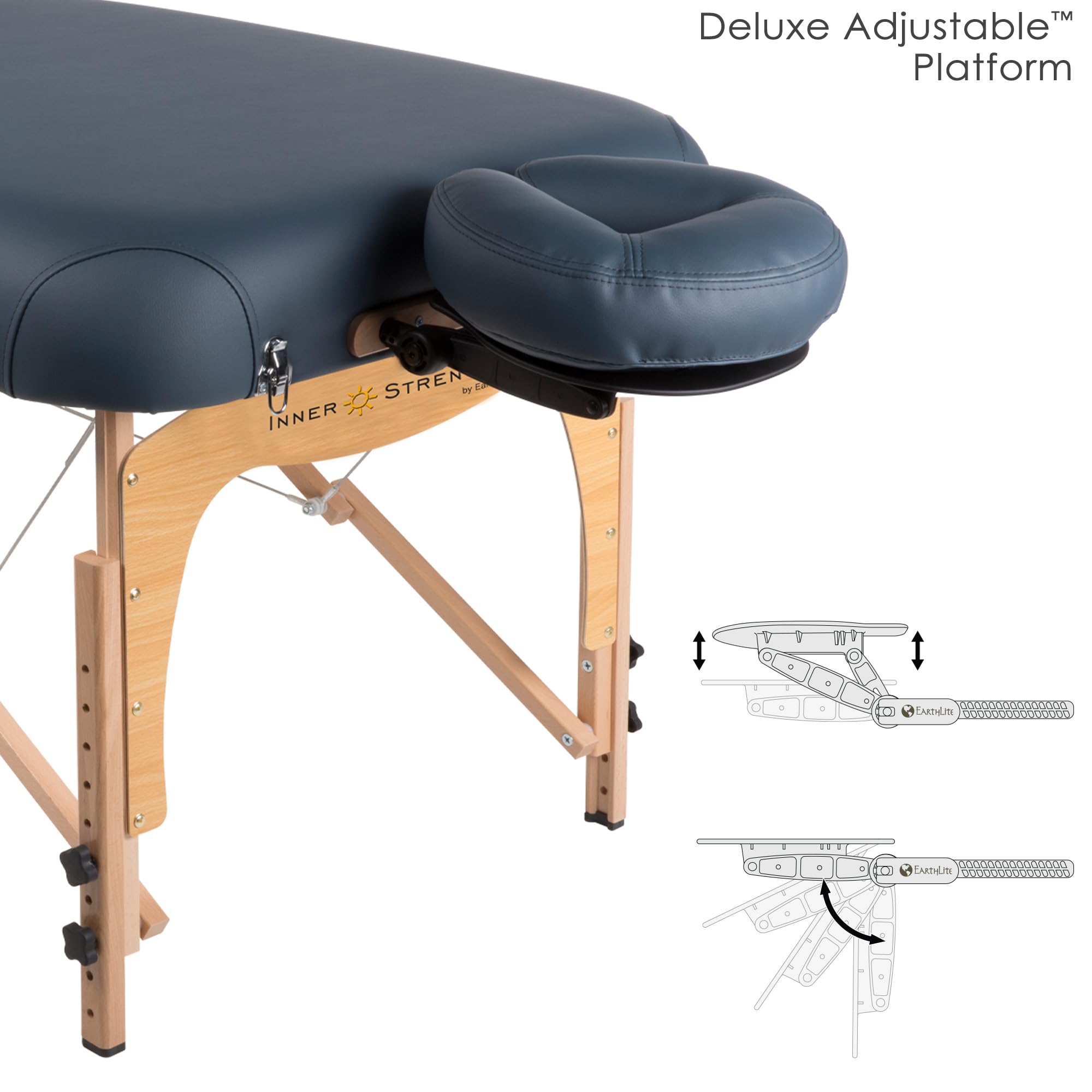 Earthlite INNER STRENGTH Paquet de table de massage portable E2 - Table de massage Reiki complète Incl. Berceau, oreiller et housse de transport de luxe ajustables (76x185cm) Agate