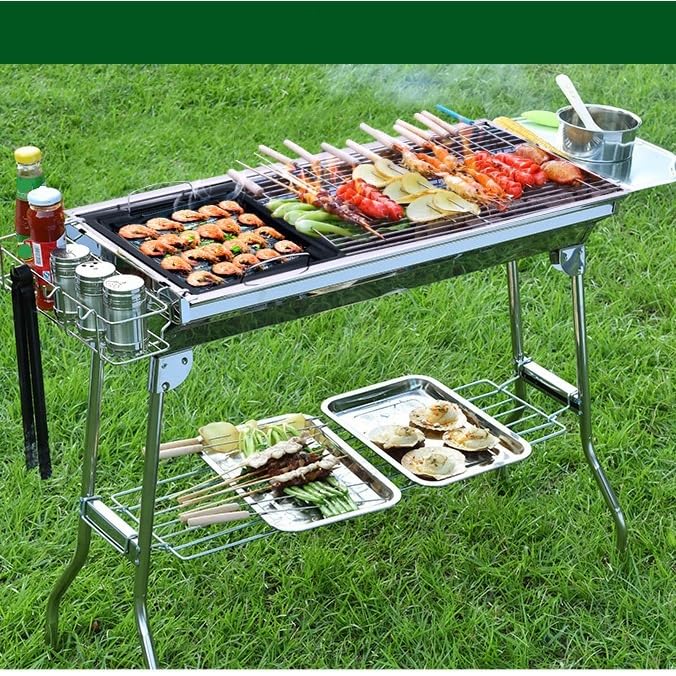 Grill węglowy Duży grill do smażenia i grillowania w gospodarstwie domowym Dwufunkcyjny grill do grillowania Składany grill na zewnątrz Grill Outdoorowy