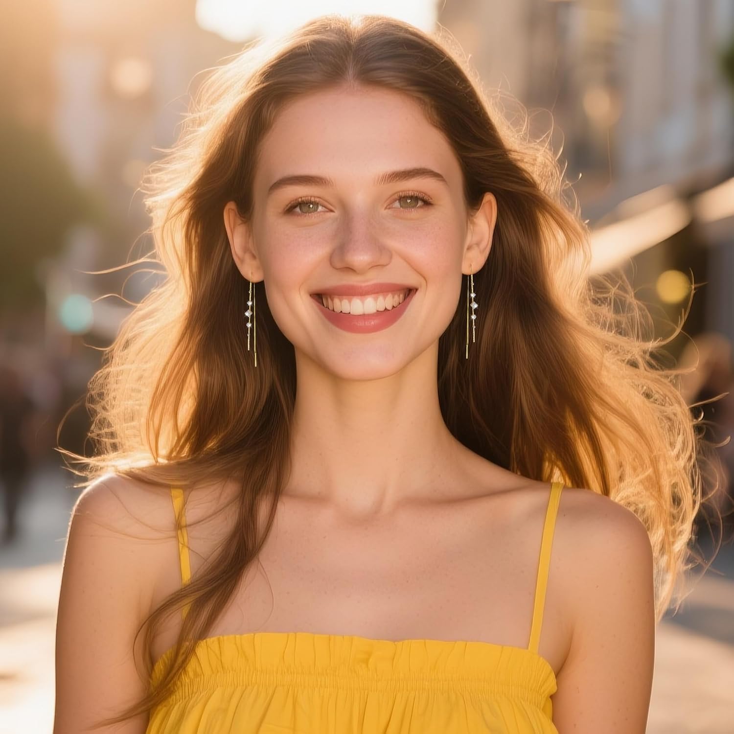 925 Sterling Silver Threader Dangle Earrings for Women - Long Earrings Dangle Chain Drop Earrings Dangling, Dainty Elegant Dangly Ear Chain with Tassel and Cubic Zirconia for Prom Wedding Trendy Jewelry Accessories - Image 6