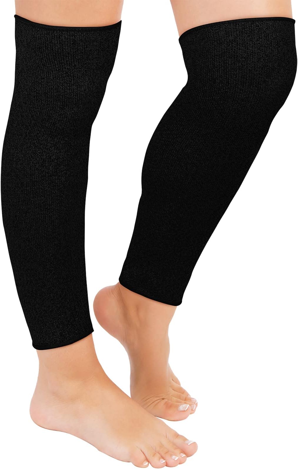 Zhanmai Cut Resistant Leg Sleeves Bite-Proof Protective Leg Sleeves for Welding, Lawn Mowing Guard Safety (Black, Straight Style)