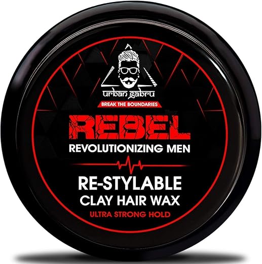 UrbanGabru Rebel Hair Styling Clay Wax for Men | Strong Hold | Matte Finish | 100 Times Re-Styleable with Keratin (Safe & Natural) – 85 gm | Adds Texture