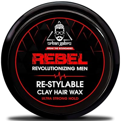UrbanGabru Rebel Hair Styling Clay Wax for Men | Strong Hold | Matte Finish | 100 Times Re-Styleable with Keratin (Safe 