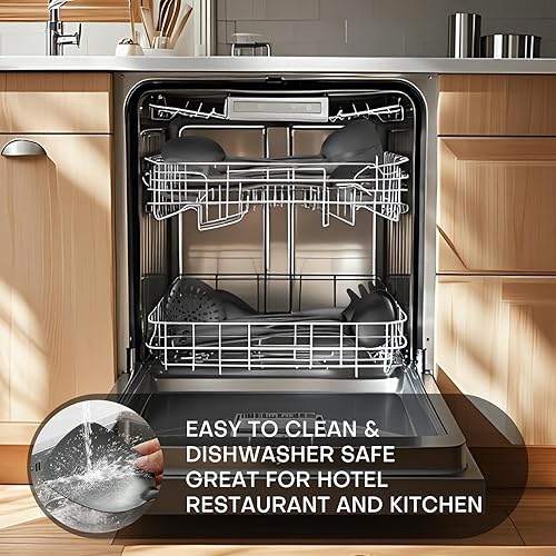 Miniatura 5 de Lazycorner Juego de utensilios de cocina de 9 piezas de acero inoxidable 304 con acabado espejo pulido, cucharas para cocinar, cuchara ranurada,