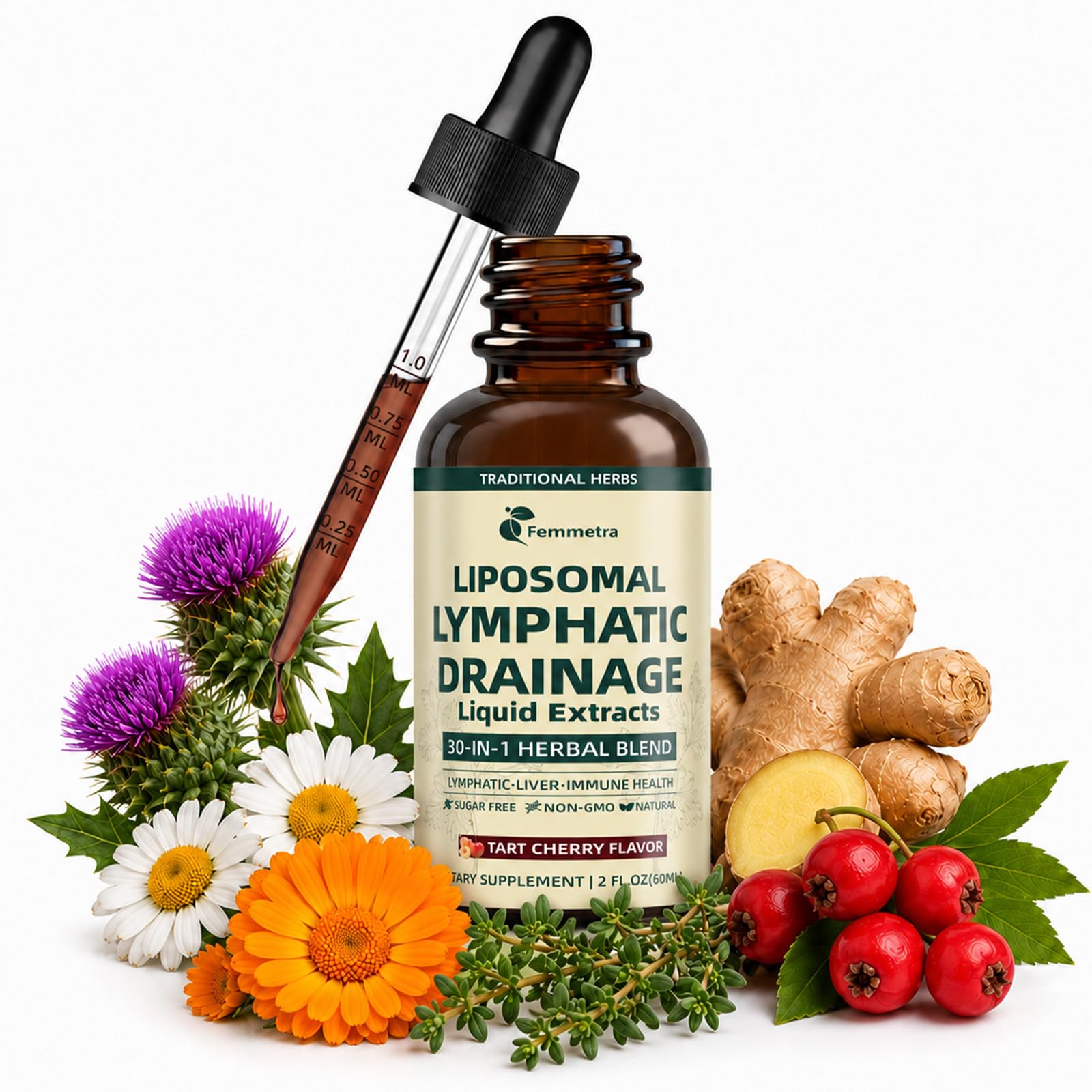 Liposomal Lymphatic Drainage Supplements with 30-in-1 Herbal Blend