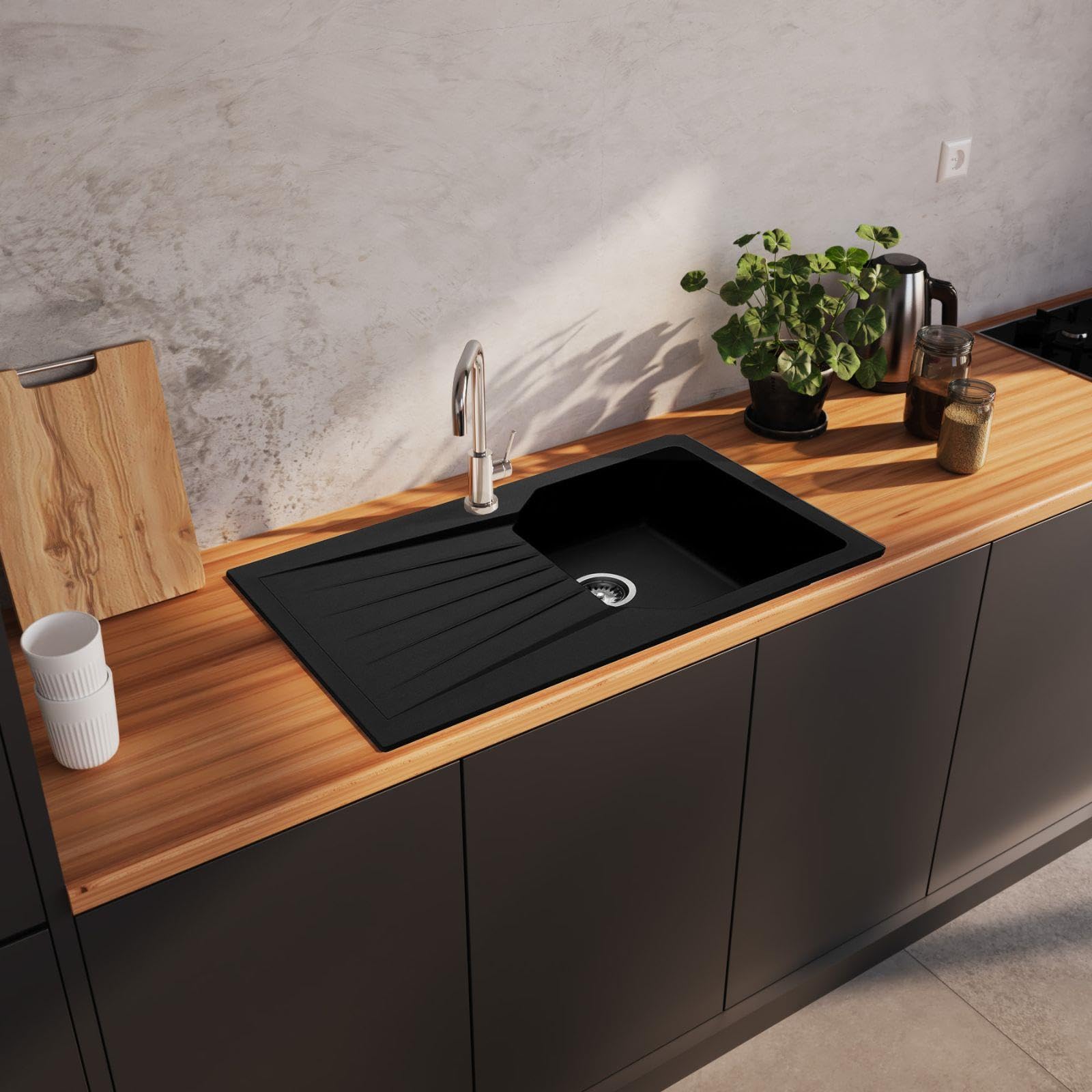 LD100BL Fregadero Negro XL 1 Seno Composite BIO