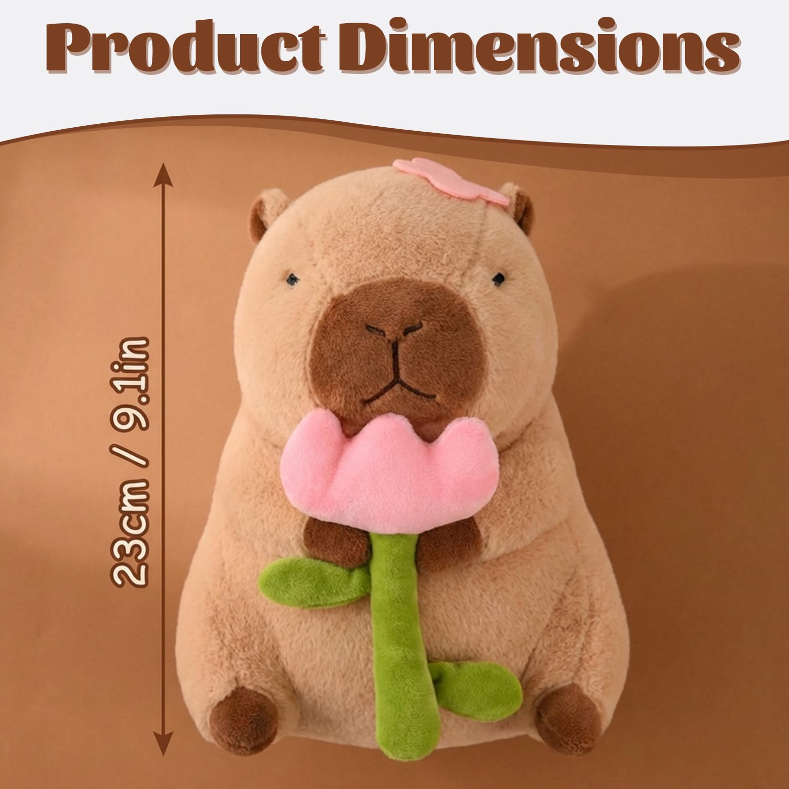 BFSYRR Capybara Plush, 23 Cm Cute Stuffed Animal with Floral Design, Soft Cuddly Companion for Playtime and Gift Giving - Image 2