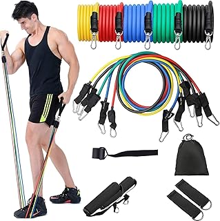 11 Peças Elástico Extensor Exercicio Funcional Até 100 libras Kit Elástico Extensor Treinamento Pilates Exercícios Academia Acessórios