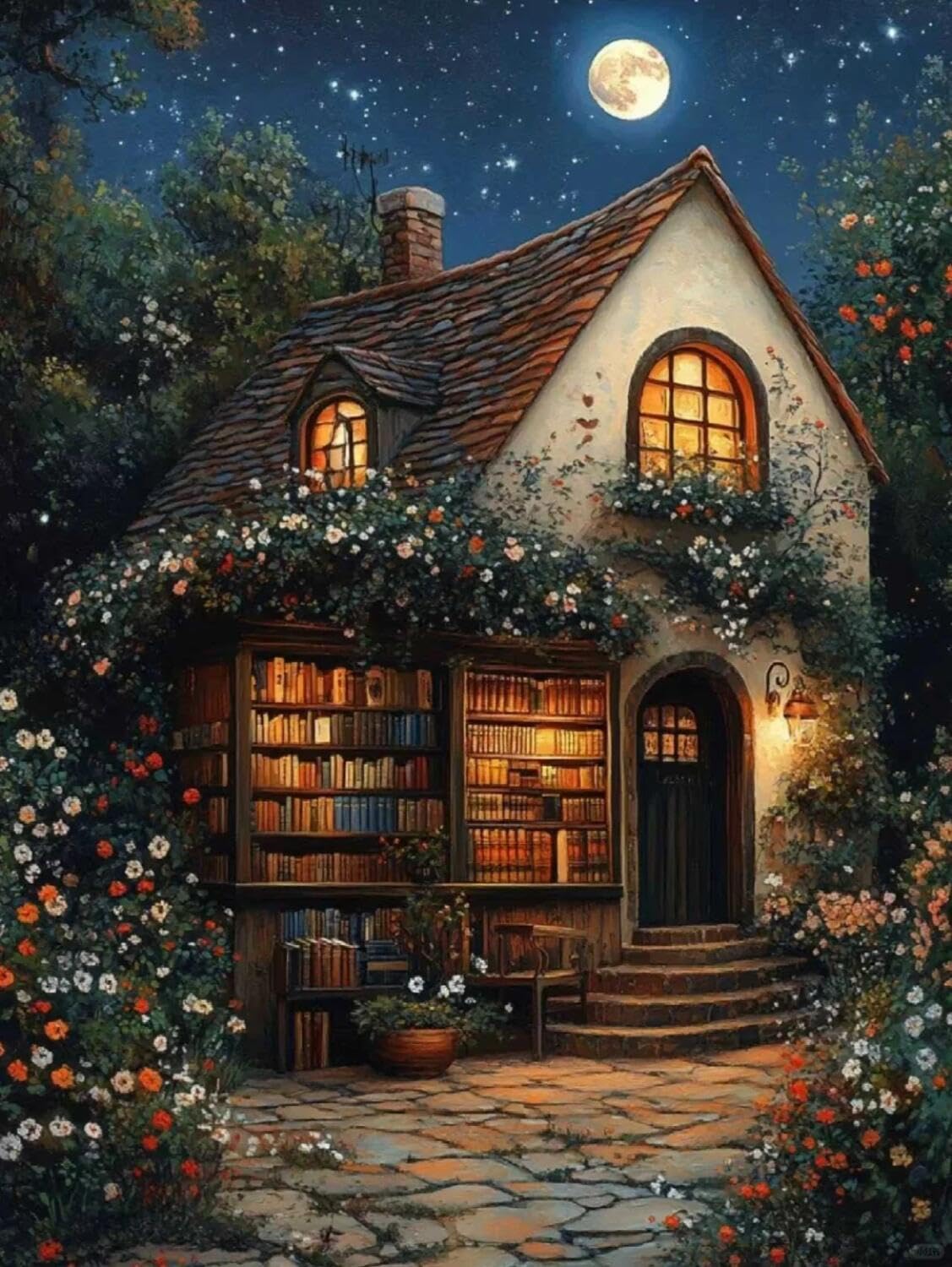 Rqwybcaxn Stamped Beaded Cross Stitch Kits Fantasy House 40x50cm