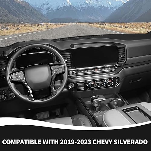 Miniatura 10 de RAZPOY Funda de fibra de carbono para volante compatible con Chevy Silverado y Suburban 2020-2023 y Tahoe 2021-2023 2021-2023