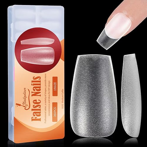 360 puntas de uñas de gel suave de cobertura completa, uñas acrílicas medianas preformadas, uñas postizas de ataúd medio mate para extensiones de