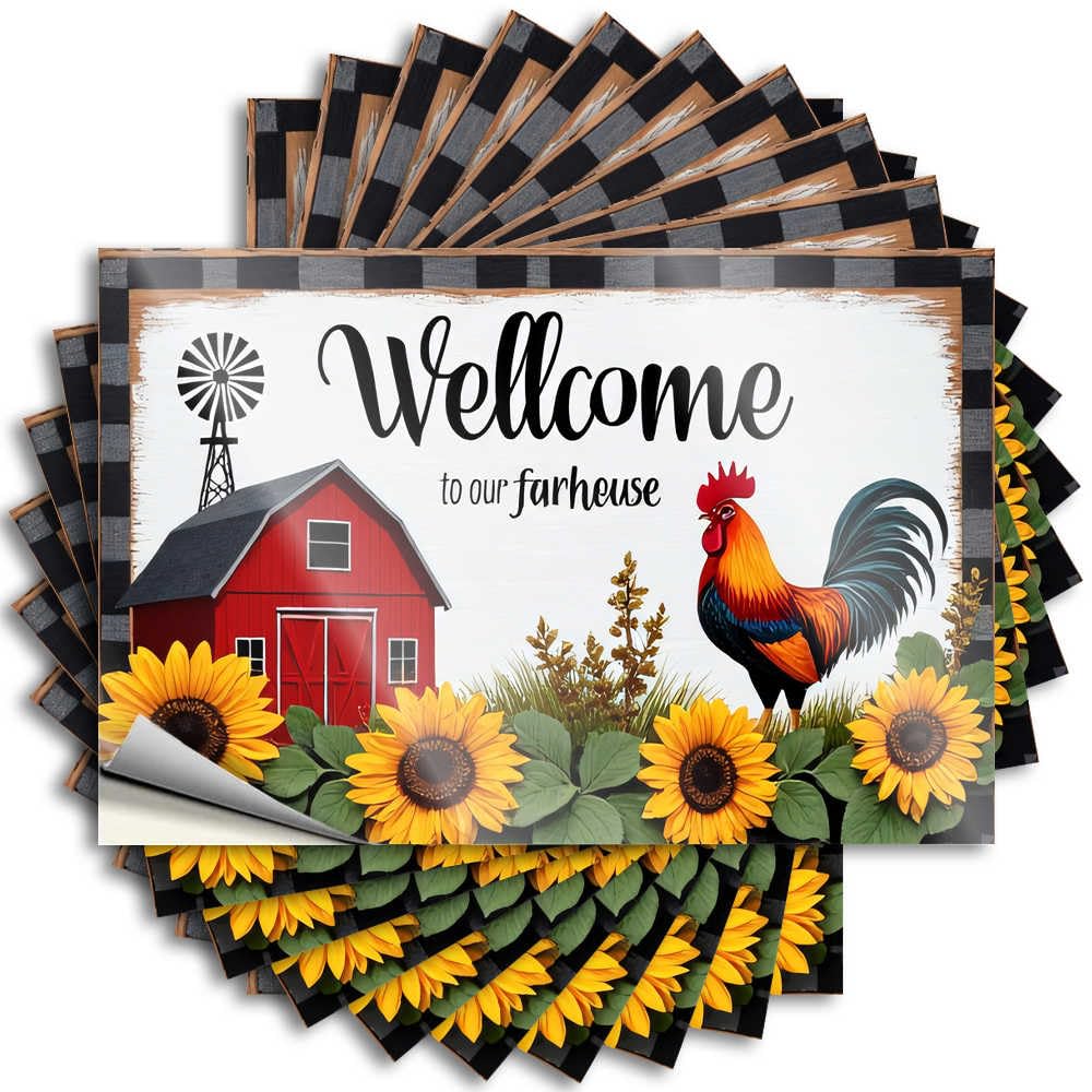 Sticker Case Aesthetic Welcome to Our Farmhouse: A Cozy Barn Scene for Sand - Kitchen Accessories Decor Easy Peel Removable(6X9CM)