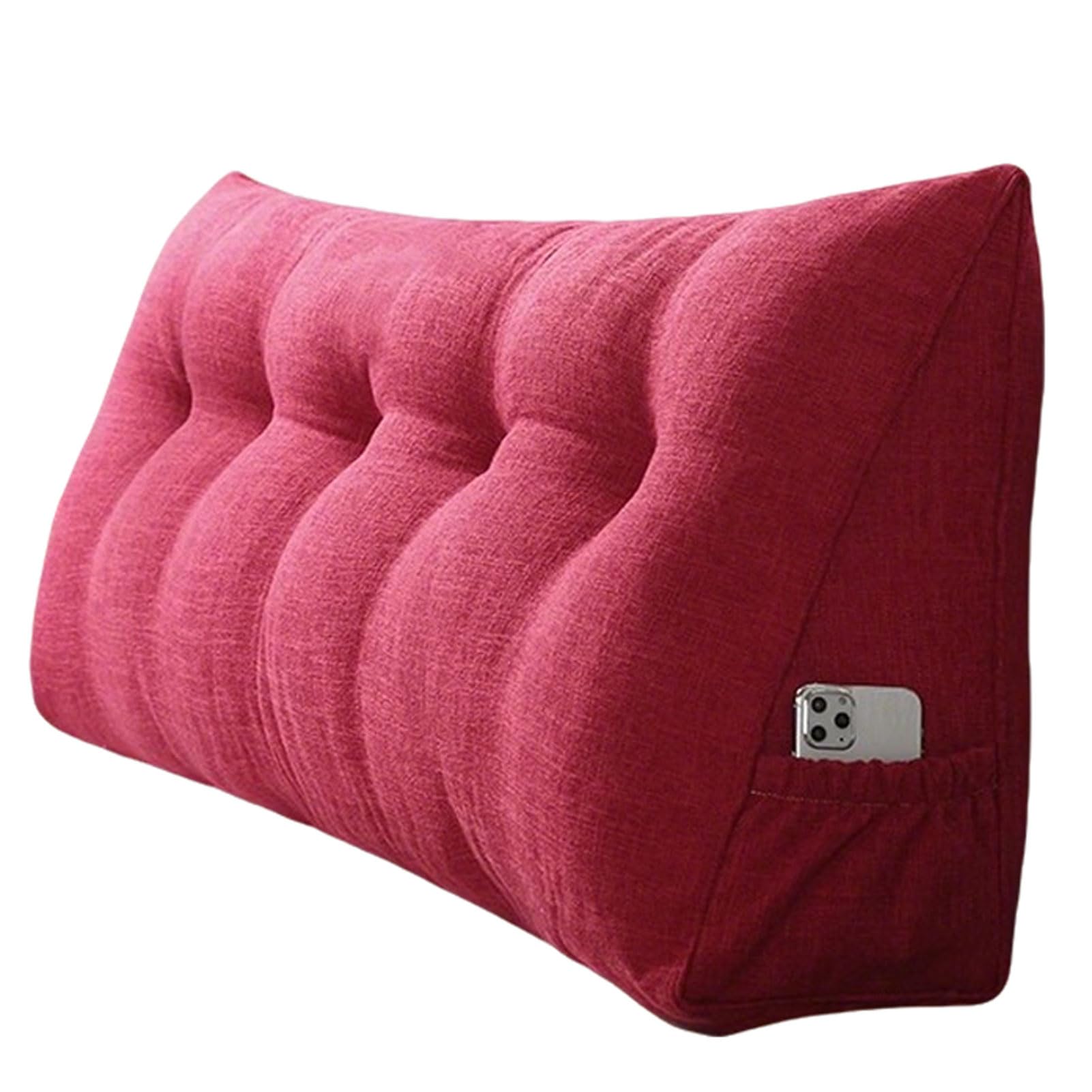 Almohada Cabecero, Cojín de Cuña Triangular, Respaldo de Sofá, Almohada de Lectura Grande, Almohada de Apoyo Lumbar para la Espalda, con Bolsillo, Cremallera (7 120cm)
