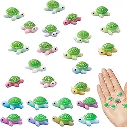 Ksheria 100 peças de mini tartarugas – decoração de tartaruga em miniatura multicolorida, enfeites de tartaruga marinha minúsculas para decoração de aquário de peixes, decoração de aquário, micro