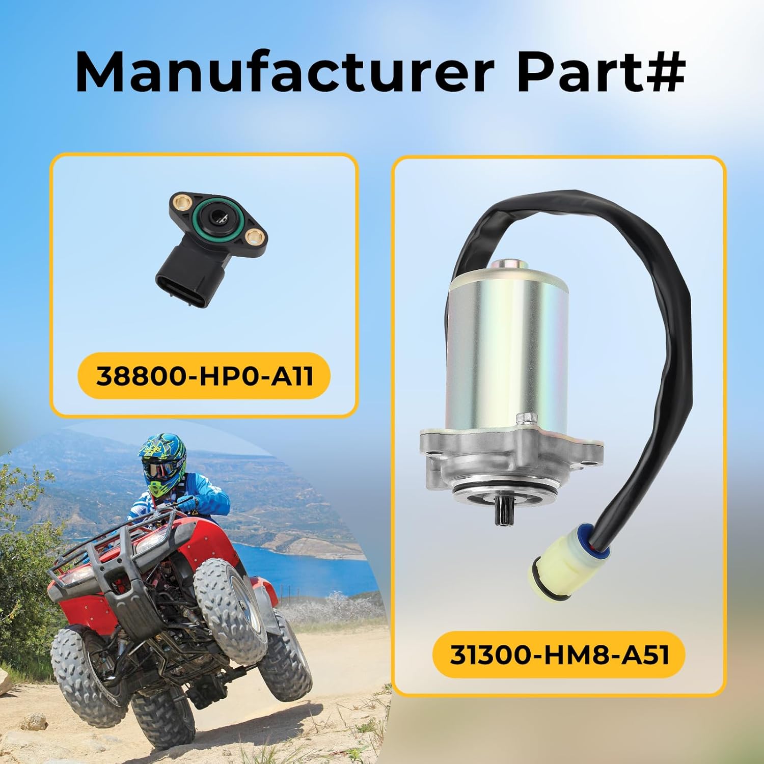 M MATI Power Shift Control Motor & Angle Sensor for Honda Recon 250 ES 2002-2023 Electric Shift Edition 31300-HM8-A51 38800-HP0-A11