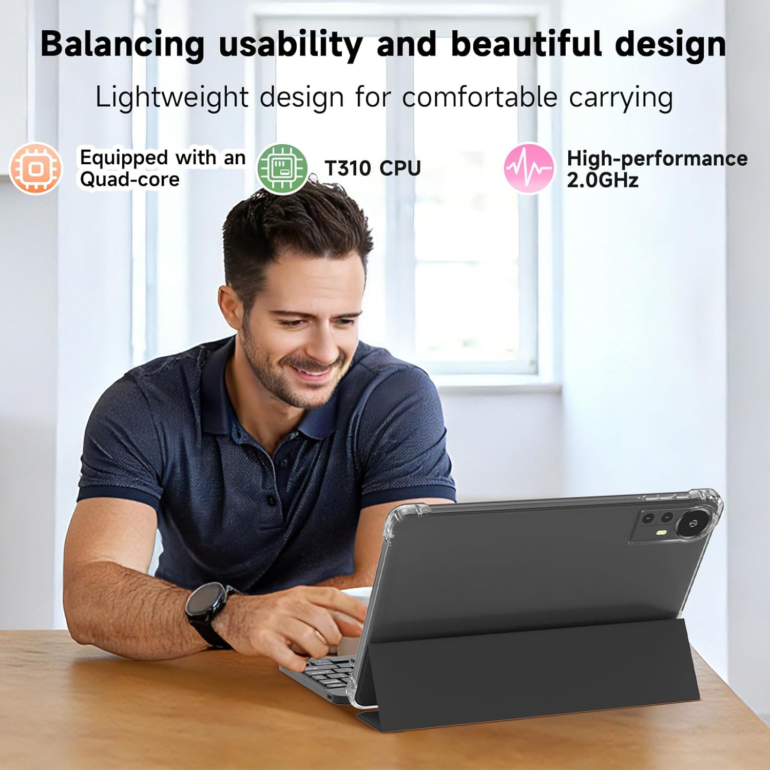 10 Inch Tablet Android 15 Tablets with Case 4+16GB RAM+128GB ROM, 6000mah Battery 10 in Android Tableta, 2MP+8MP Dual Camera 10.1'' IPS HD Touch Screen Tab (Black+Keyboard)