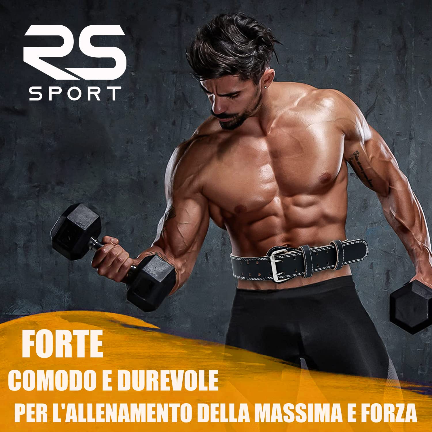 RS SPORT Cintura Palestra Sollevamento Pesi, 10 Fori Regolabile, Cinta Professionale Pesistica, Bodybuilding, Fitness, Gym, Allenamento Powerlifting, Palestra, Imbottita Schiena per Uomo Donna