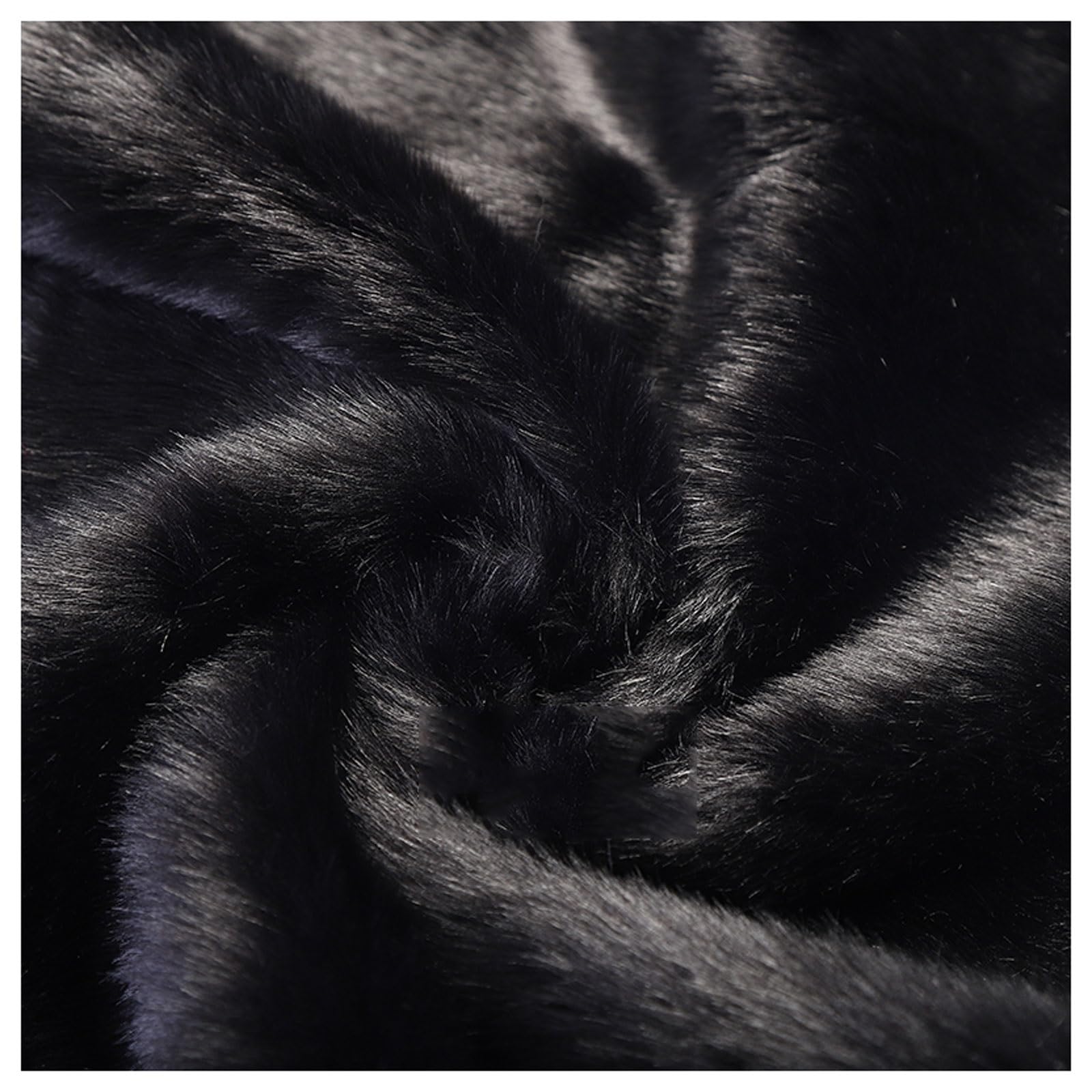 Faux Fur Plush Shaggy Faux Fur Fabric 2.8cm Long Pile Fur Fake Fur Materials, Soft and Fluffy Craft Fabric, for DIY Arts, Crafts, Apparel, Costume, Rug, Accessories, 50x20cm/50x180cm (Color : Black,