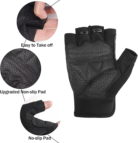 Miniatura 2 de FIORETTO Guantes sin dedos, guantes Airsoft, guantes de medio dedo para conducir, ciclismo, tiro, caza, motocicleta, escalada, trabajo al aire libre