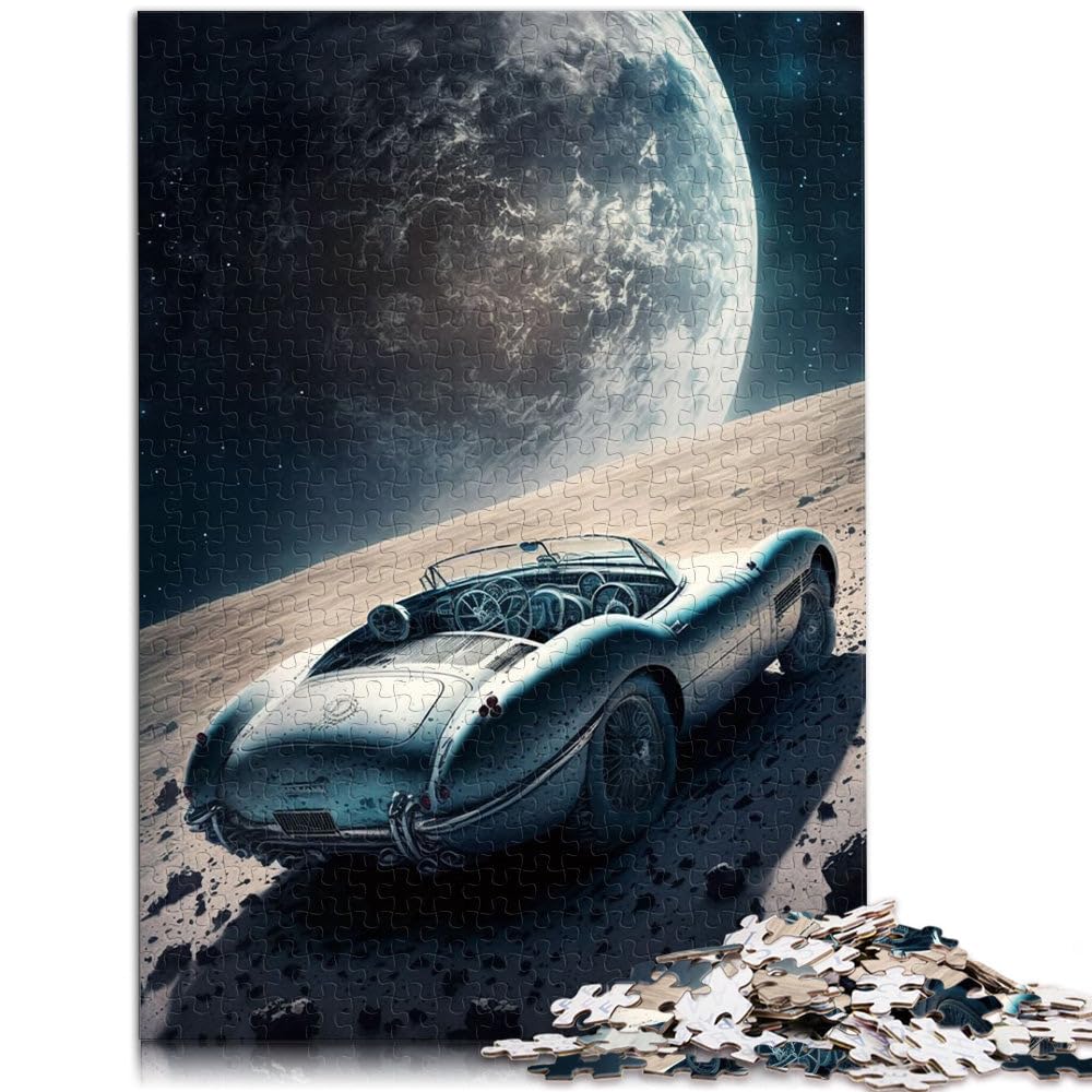 Adults Puzzles 1000 Piece Jigsaws Classic Car on the Moon Brain Teaser For Unique Birthday 14.96 in x 20.47 in
