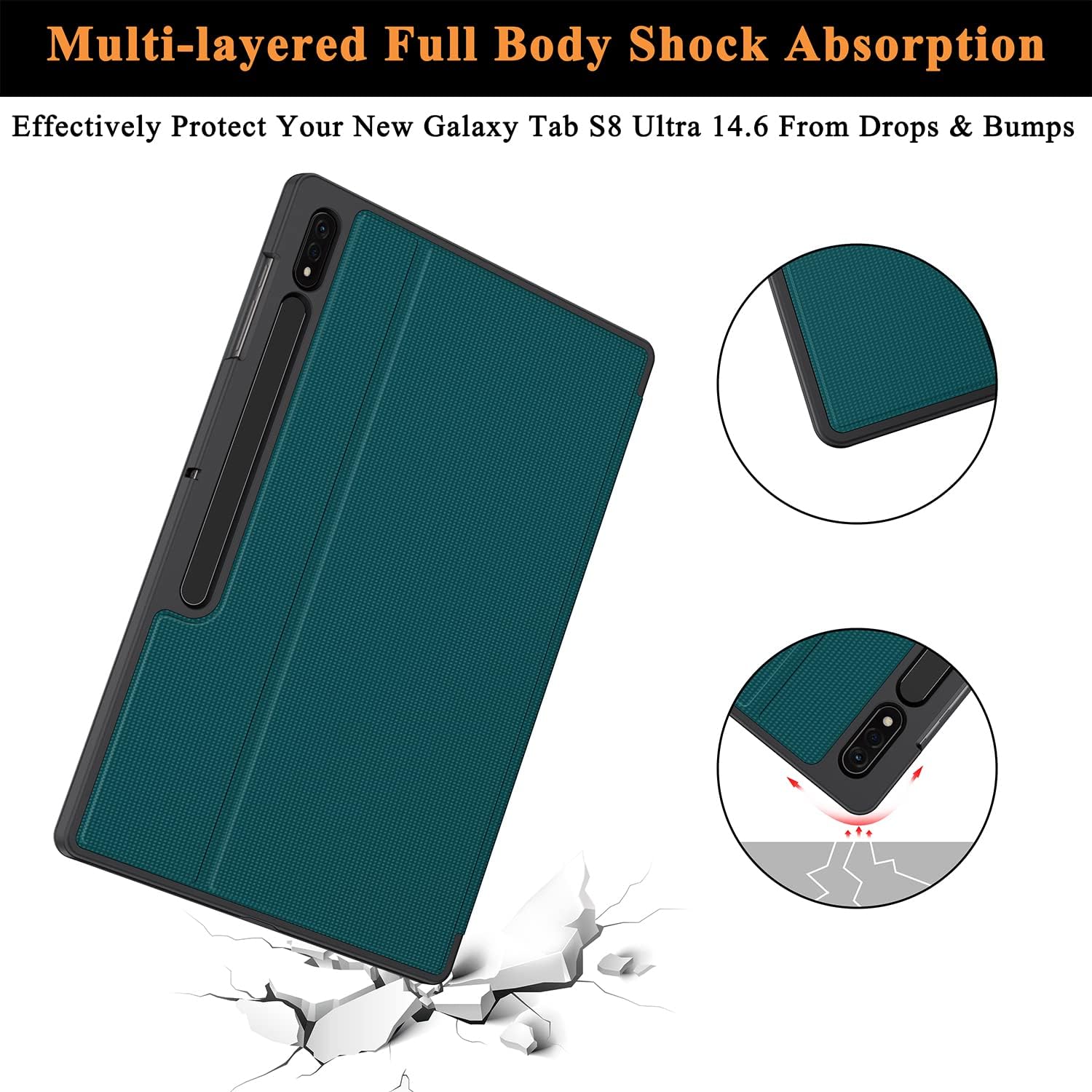 Soke Galaxy Tab S8 Ultra Case 2022, Premium Shock Proof Stand Case, Auto Sleep/Wake, Hard PC Back Cover for Samsung Galaxy Tab S8 Ultra 14.6 inch Tablet [SM-X900/X906],Teal
