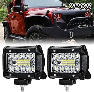LEDUR 4Inch LED Light Bar Work Led Pods LED Light Bar 2PCS 60W Flood Spot LED Work Light Pods Triple Row Work Driving Lamp Waterproof LED Cubes Triple Row for Truck Boat UTV ATV (2pcs)