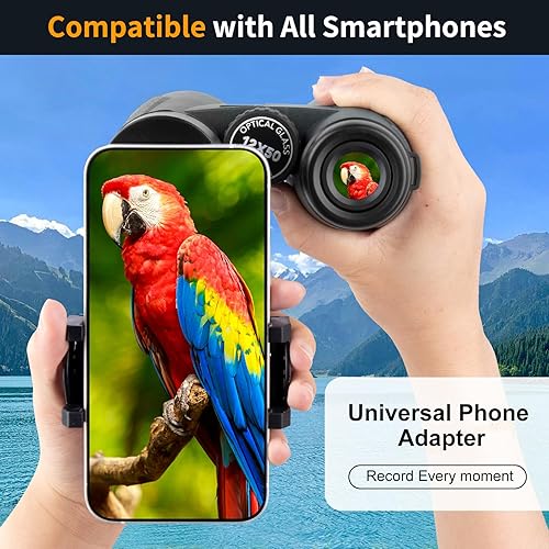 Miniatura 5 de Nexiview Prismáticos HD de 12 x 50 para adultos con adaptador de teléfono y trípode, prismáticos de alta potencia con visión clara de poca luz,