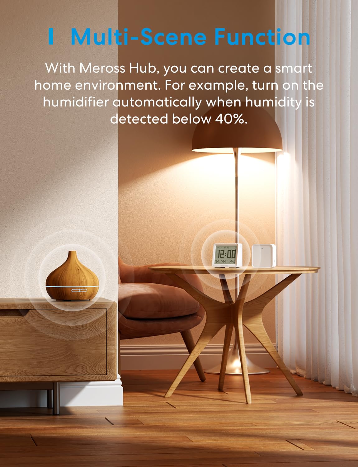 Meross WiFi Inteligentny termometr higrometr z dużym wyświetlaczem, czujnikiem temperatury wilgotności obsługuje alerty i powiadomienia, kompatybilny z Matter, Apple HomeKit, Alexa i Google Home