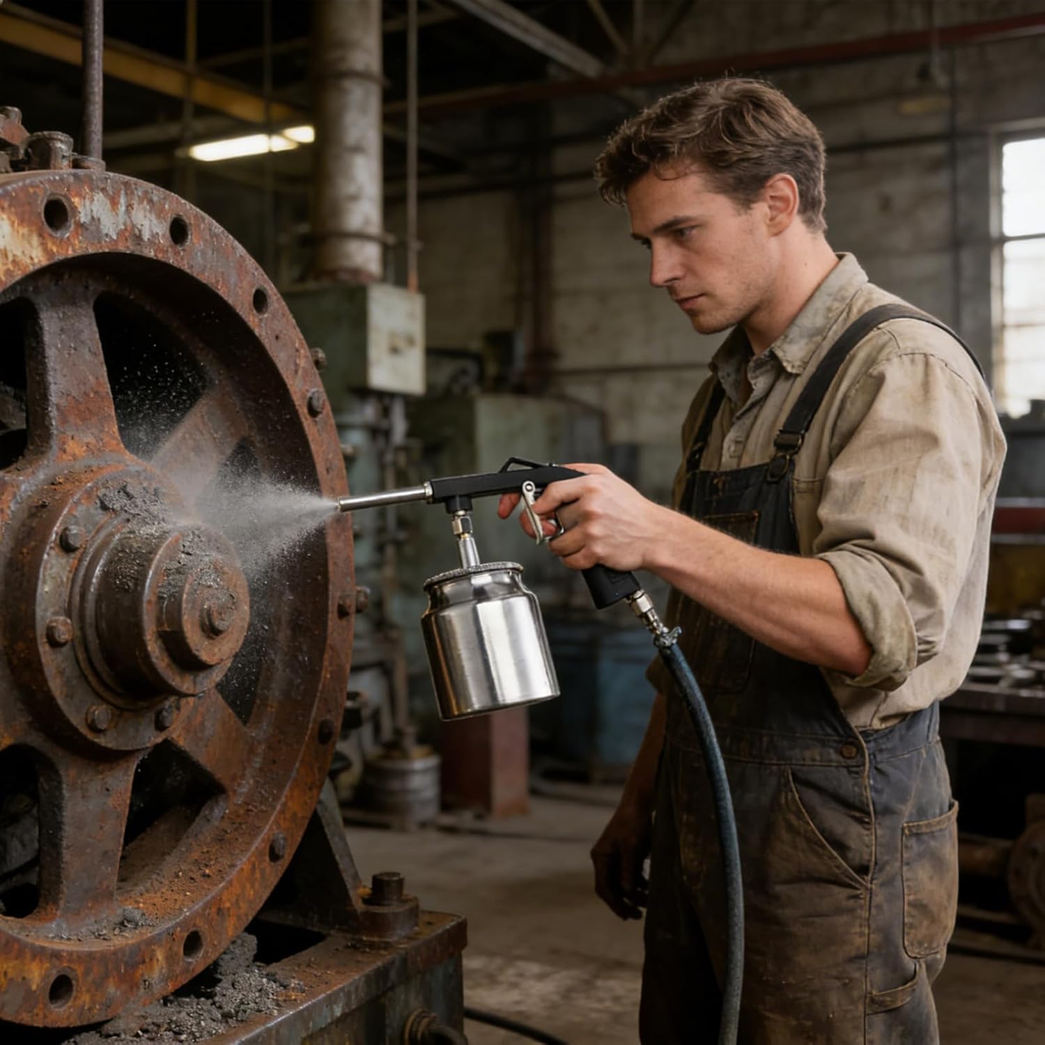 Media Blasting Device | Air Powered Portable Heavy Duty - Media Blasting Device for Air Compressor - for Metal Wood Home Workshop Industrial Auto Restoration
