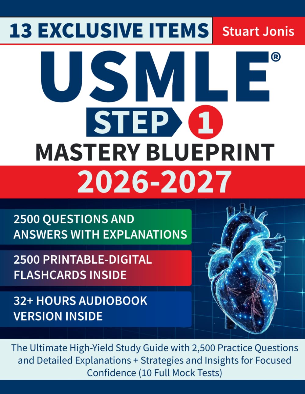 USMLE Step 1 Mastery Blueprint: The Ultimate High-Yield Study Guide with 2,500 Practice Questions and Detailed Explanations + Strategies and Insights for Focused Confidence (10 Full Mock Tests)