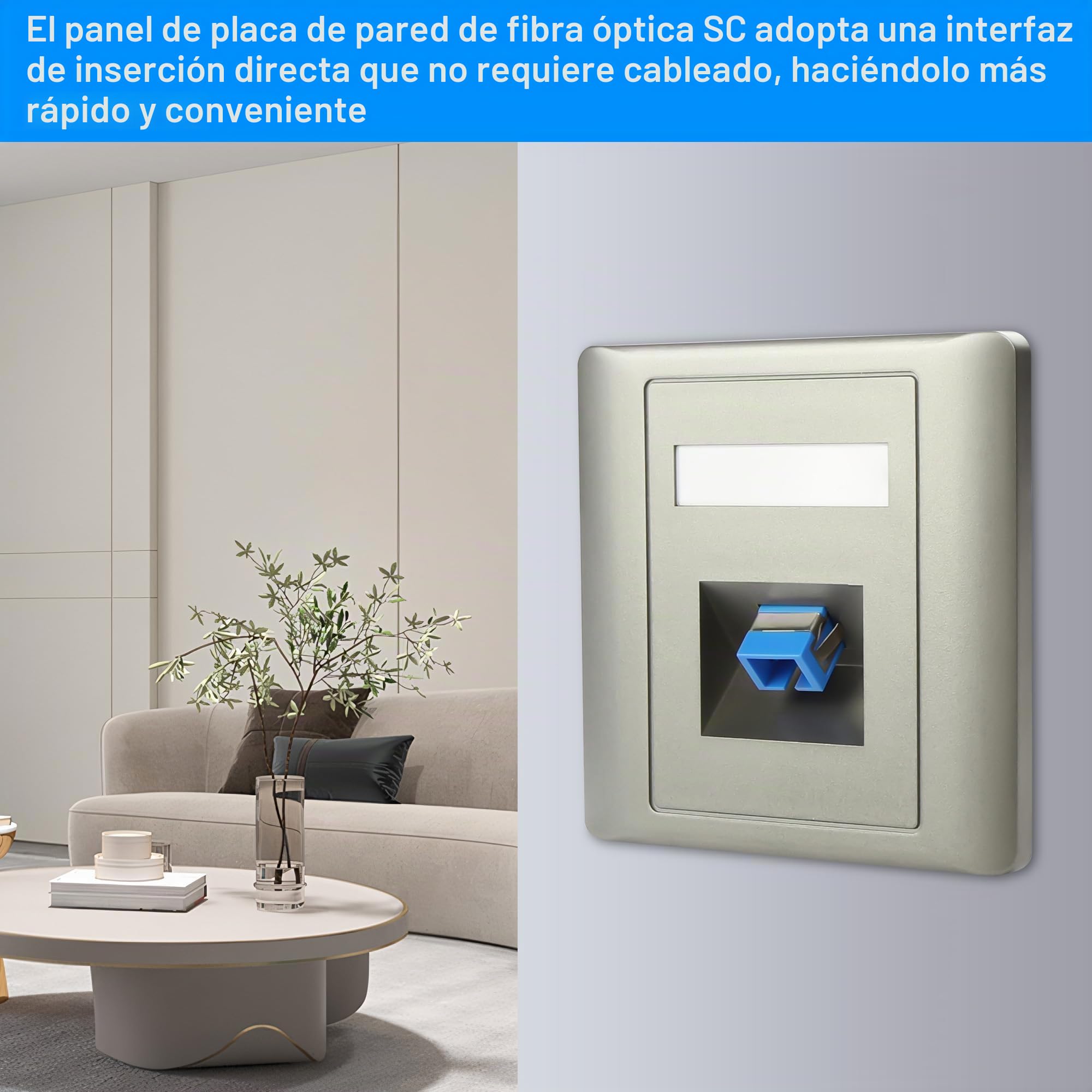 SC Simplex placa de pared fibra de vidrio panel montaje conector Jack hembra a hembra módulo red 2 unidades