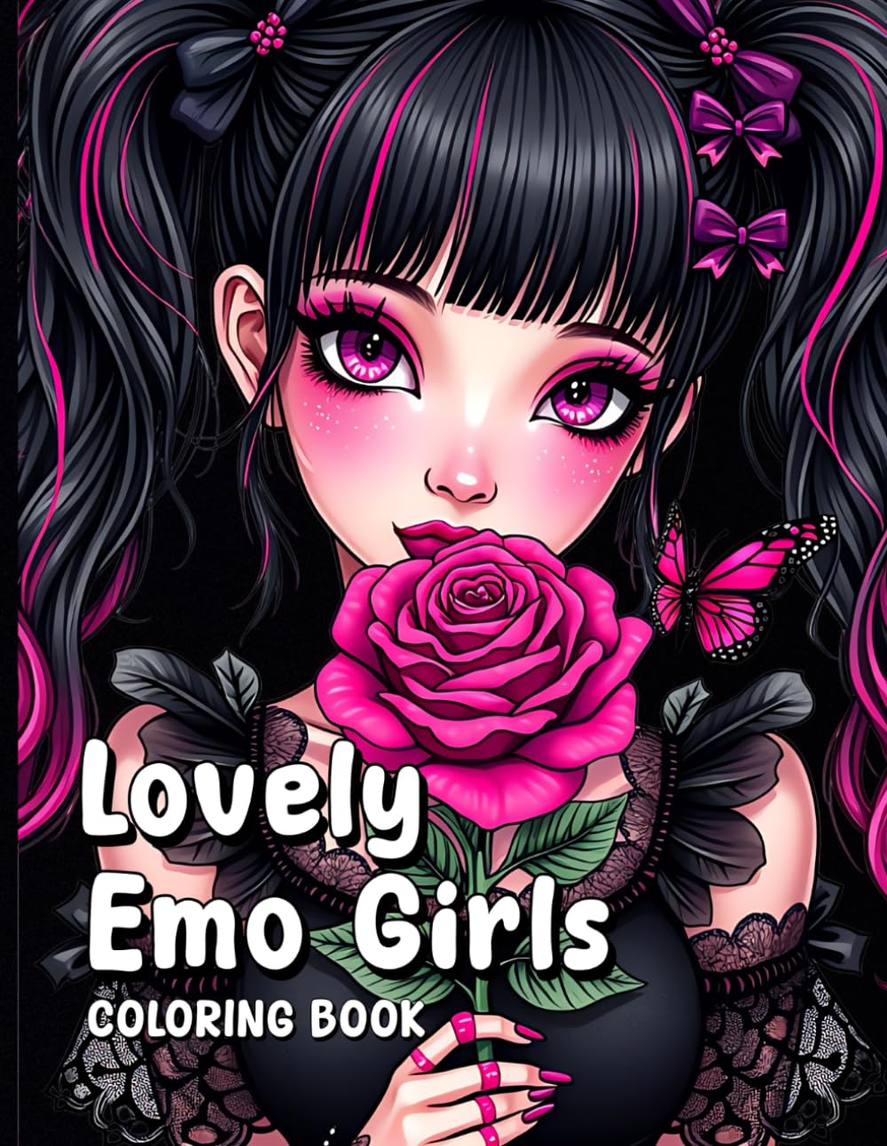 Lovely Emo Girls Coloring Book: Beautiful designs for adults to color, relax, get creative, and enjoy.