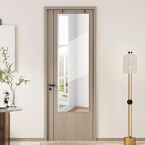 HAPPYGRILL Armario de joyería montado en la puerta de pared, organizador de almacenamiento de joyas con cerradura con espejo de longitud completa, 2