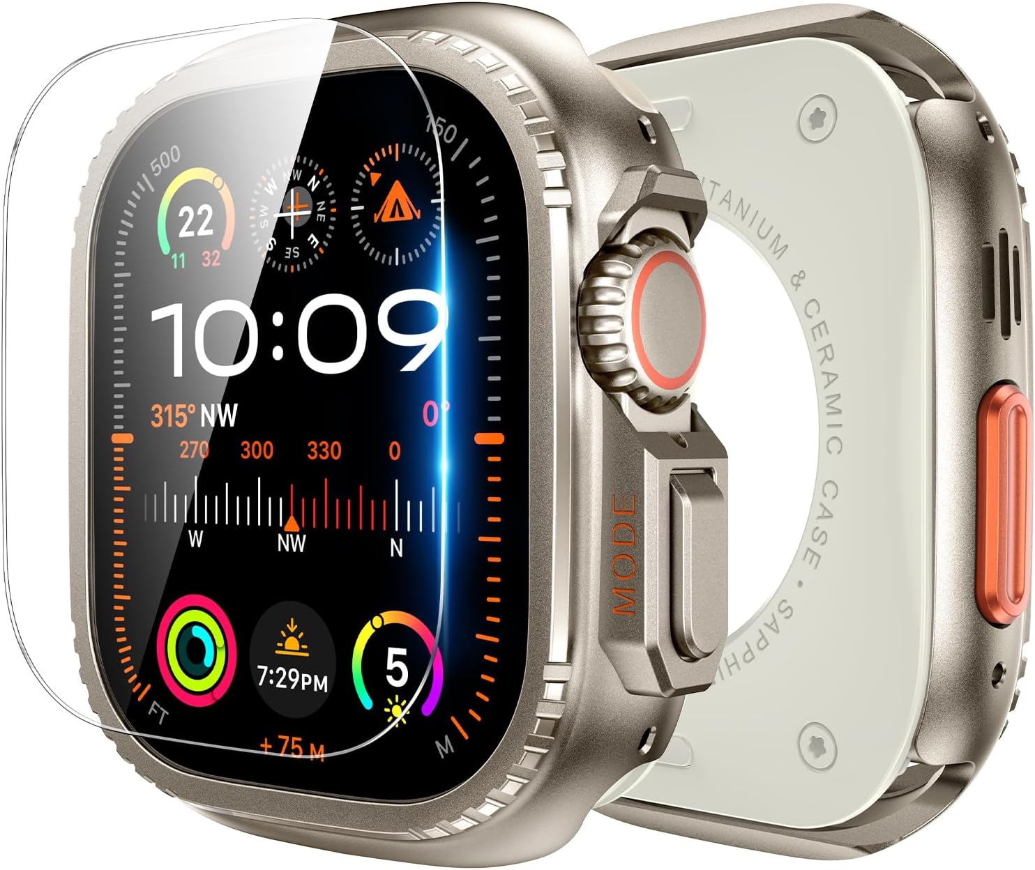 Goton Metal Case for Apple Watch Ultra 3/2/1 49mm Screen Protector, Rugged Bumper Tempered Glass with Back Cover Compatible with 2025 Ultra3