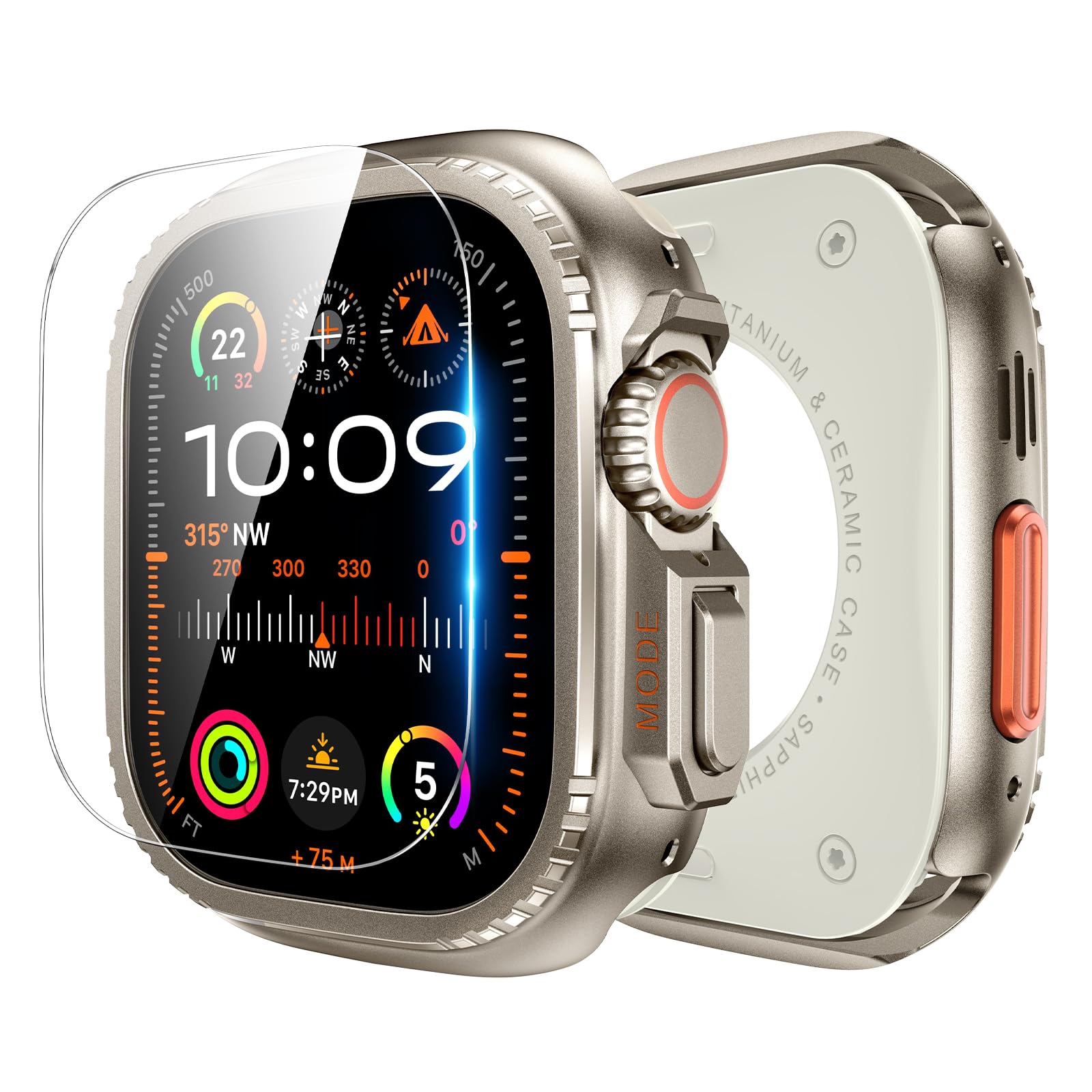 Goton Metal Case for Apple Watch Ultra 3/2/1 49mm Screen Protector, Rugged Bumper Tempered Glass with Back Cover Compatible with 2025 Ultra3