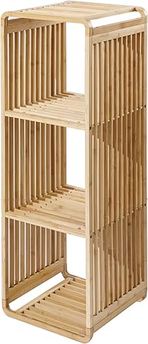 HappyRock Juego de 3 estantes organizadores de almacenamiento de cubos de bambú, estantes multiusos, estante de estantería, soporte de plantas de
