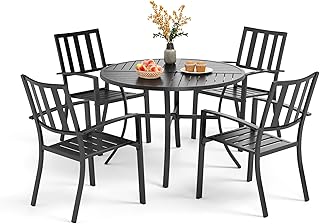 10 Artificial Turf Backyard Ideas for Low Maintenance Outdoor Living 59 PHI VILLA 5 Piece Outdoor Dining Table Set for 4, 42” Round Steel Dining...