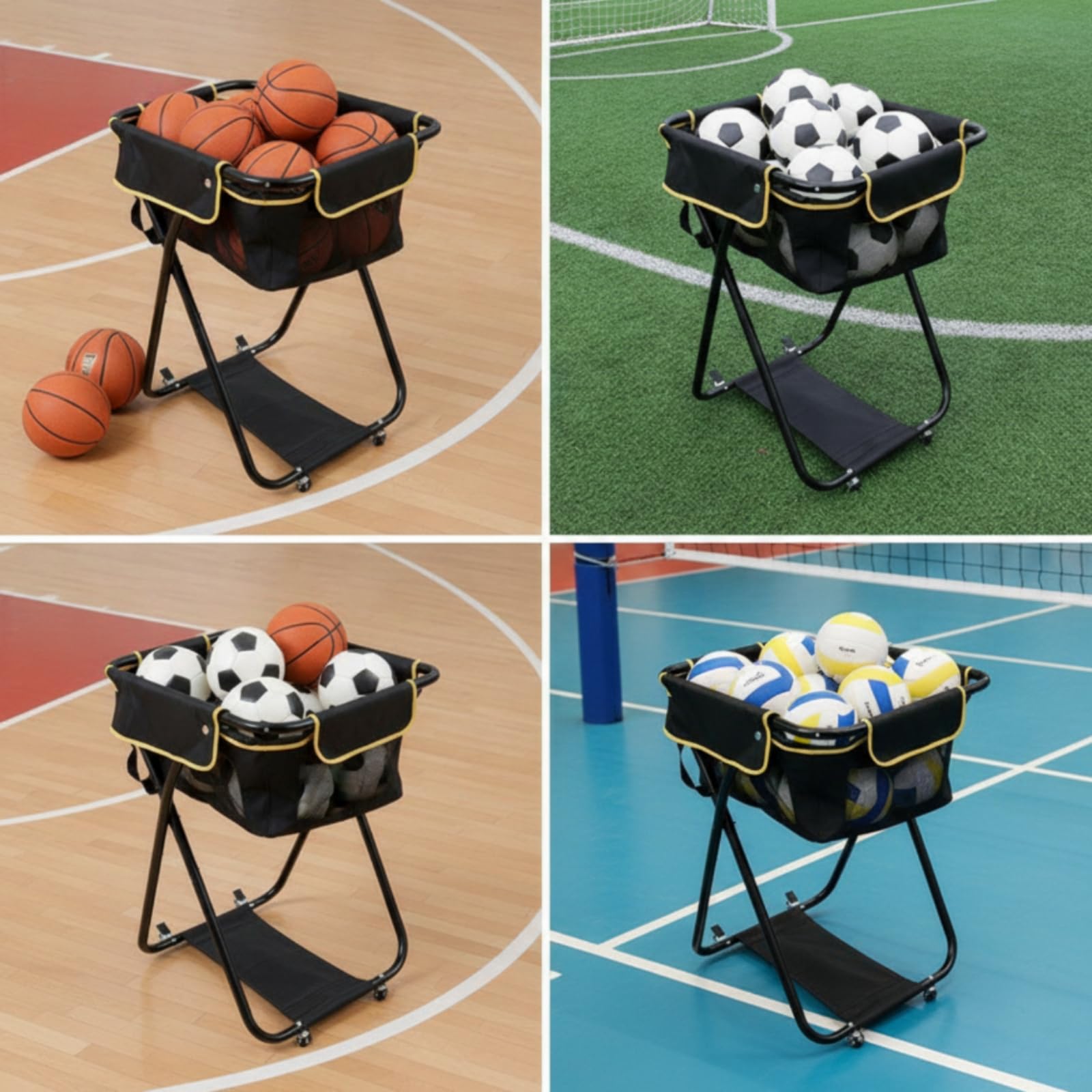 Carrello Porta Palline da Tennis Leggero Carrello da Tennis con Ruote Antistrappo Raccolgipalle per Palestre