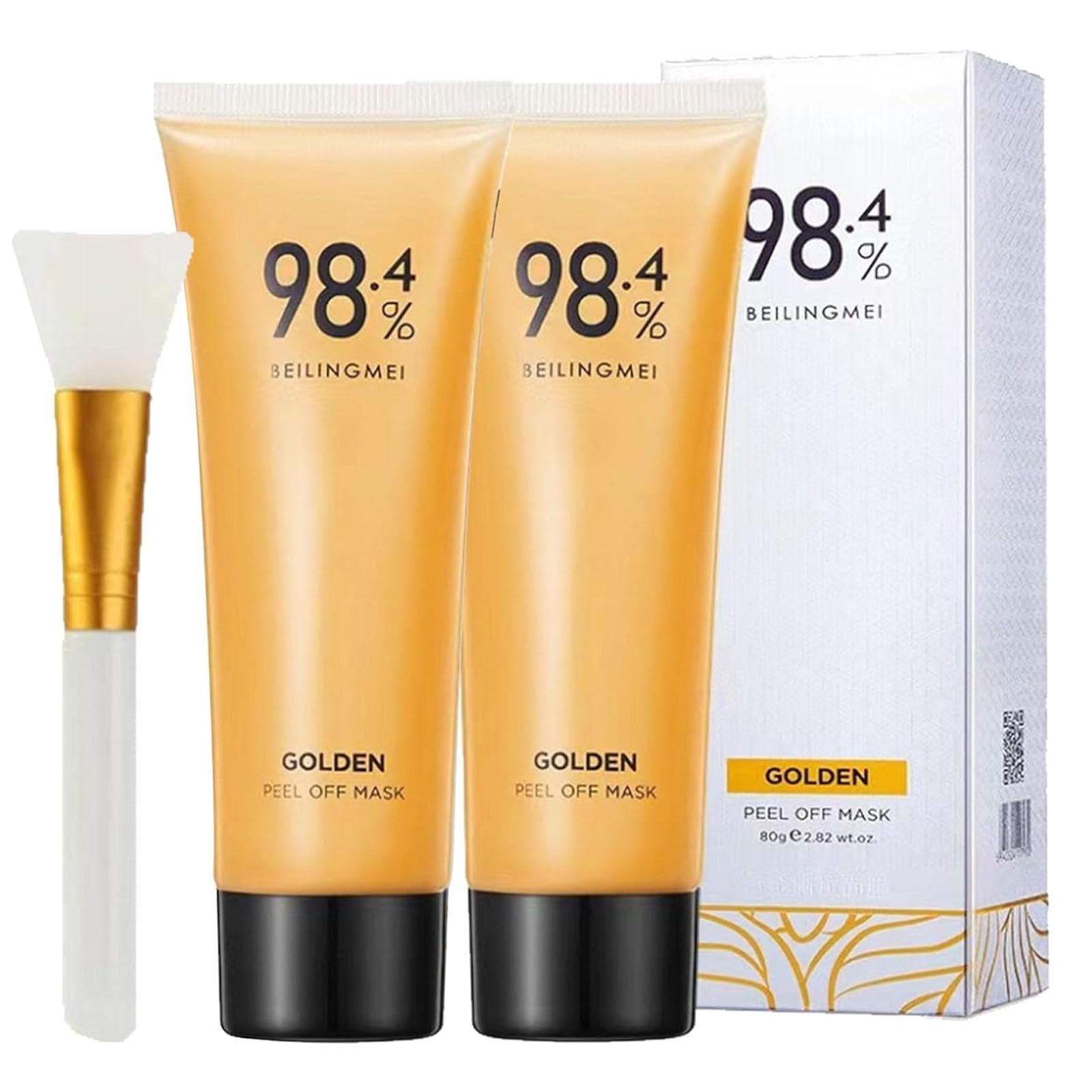 NEWUREHOGold Foil Peel-Off Mask-98.4% Golden Peel Off Anti-Wrinkle Mask Beilingmei, Bilife Gold Exfoliating Mask, Gold Foil Tear-Off Mask, Peeling Tearing Facial Mask (2pcs)