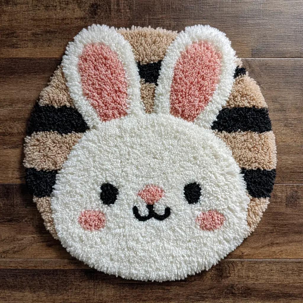 Kitquiver Latch Hook Craft Kit Rug Rabbits 50X50Cm