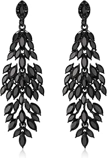 Bridal Wedding Earrings for Brides Bridesmaid, Rhinestone Crystal Art Deco Floral Chandelier Dangle Earrings for Women