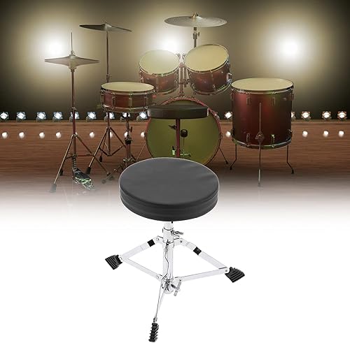 Miniatura 2 de TOPINCN Asiento de tambor, diseño triangular, trono de tambor de tres patas, altura ajustable, acero resistente con palo 5A para batería para