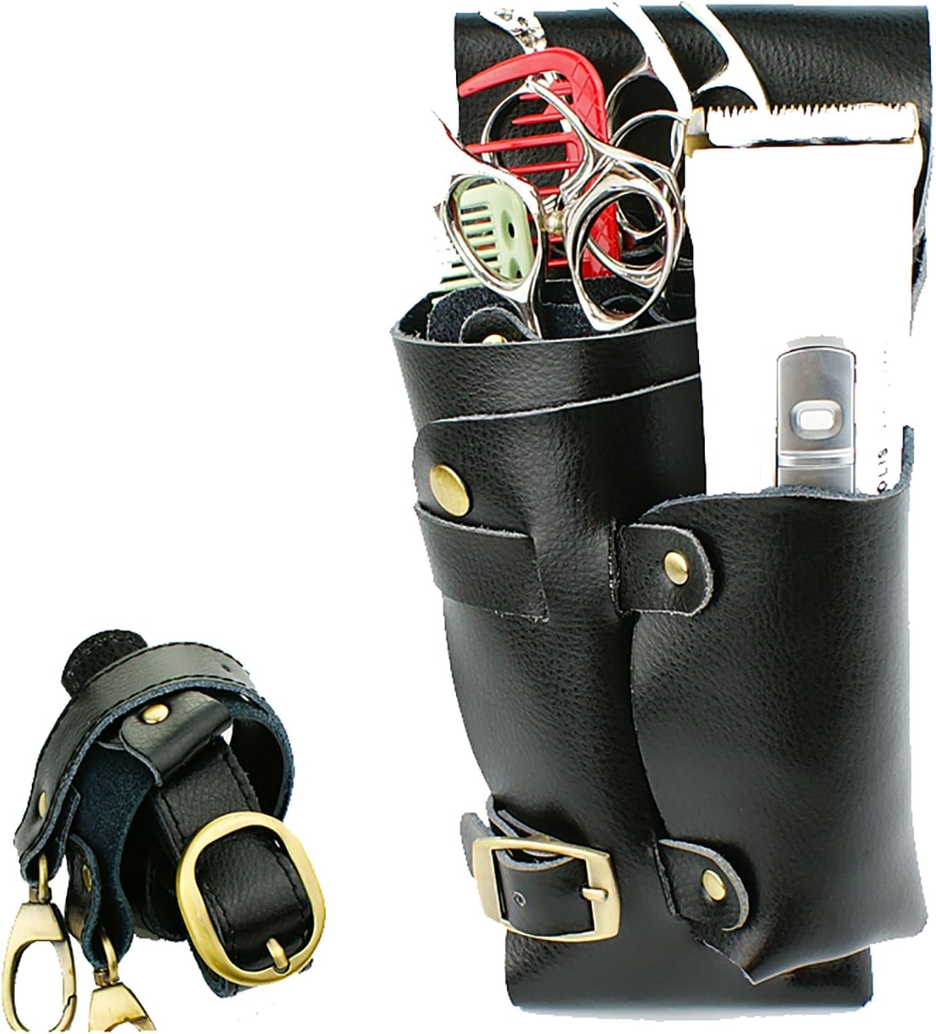 Hairdressing Scissors Bag Waist Belt,Hair Tools Genuine Leather Salon Stylist Barber Shear Holder Case