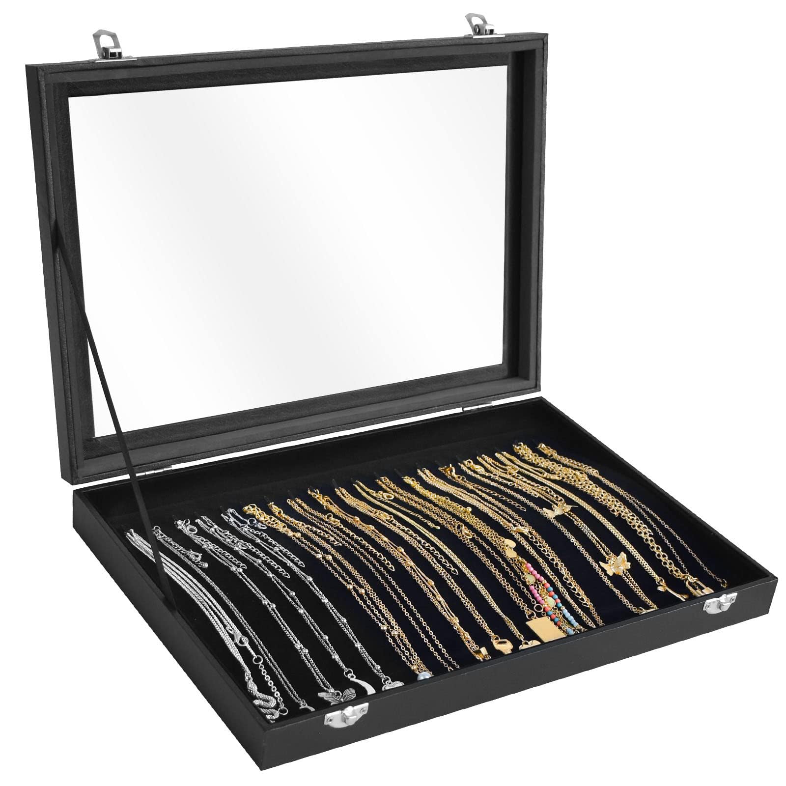 Piceioep Velvets Jewelry Display Tray with Nonslip Bottom Multiple Use for Various Accessories Sturdy Materials Necklace Tray