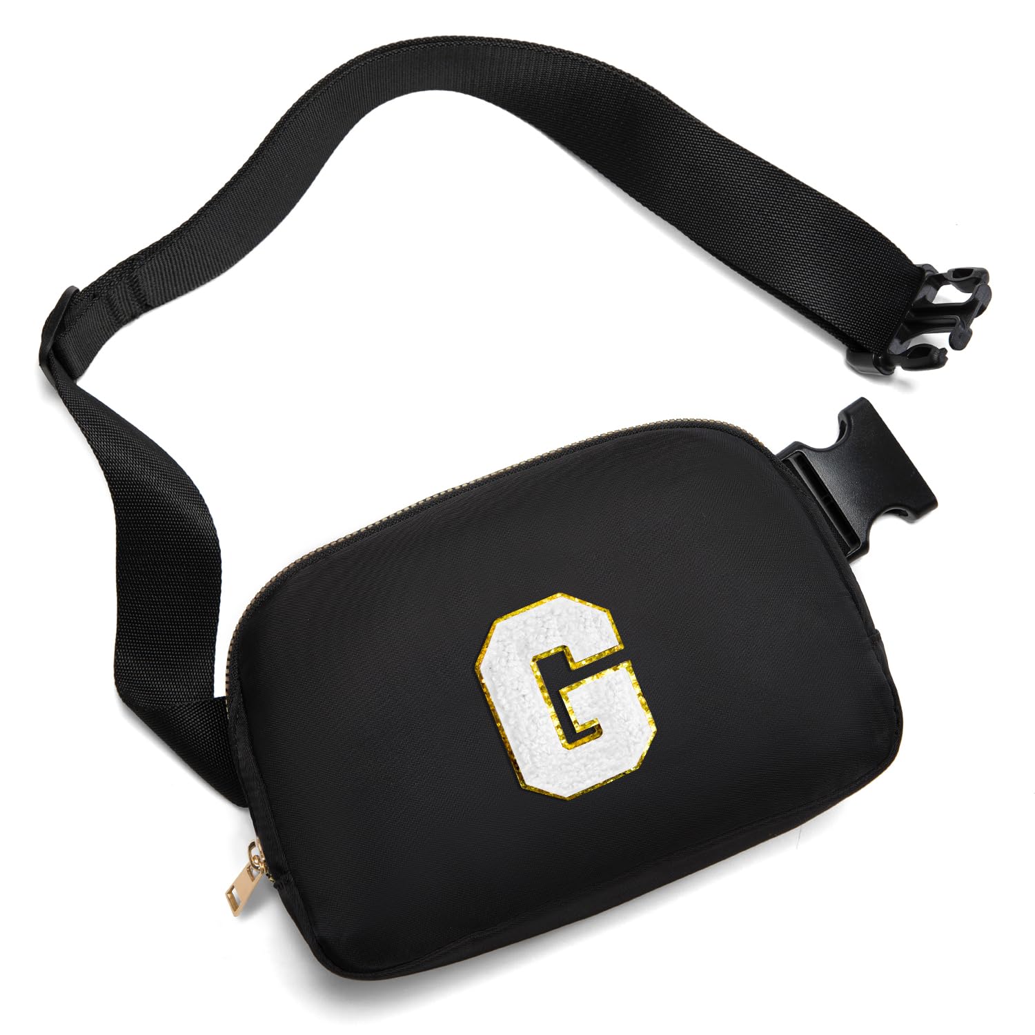 Gitus Birthday Gifts for 8 9 10 11 12 13 Year Old Girls Personalized Fanny Pack Crossbody Bags with Initial Letter Patch Belt Bag for Teen Girls Cute Trendy Stuff Travel Essentials (Black-G)
