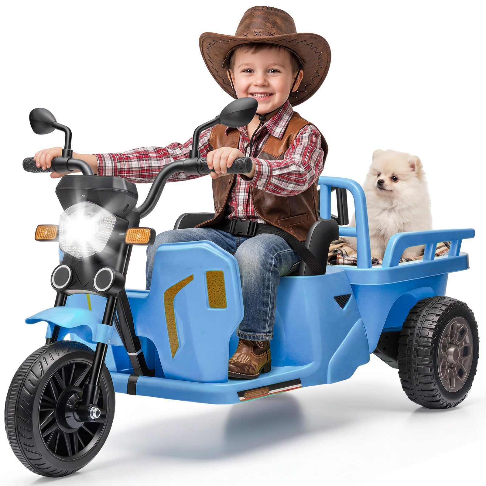 Aptliton 12V Kids Electric Ride-On Motorcycle Trike,Powered Tricycle