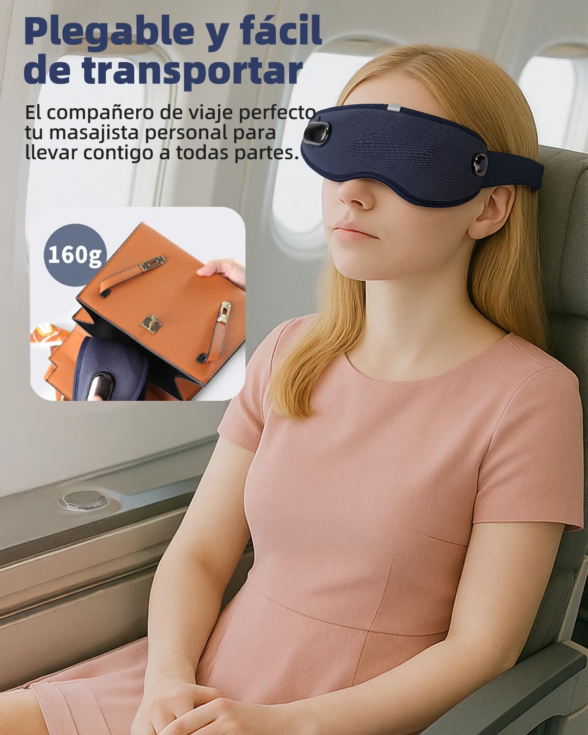 Masajeador Ocular, máscara Ocular eléctrica con Calor y vibración, masajeador Plegable para la Cabeza con 6 Modos para Reducir la Fatiga Ocular, aliviar el Dolor de Cabeza