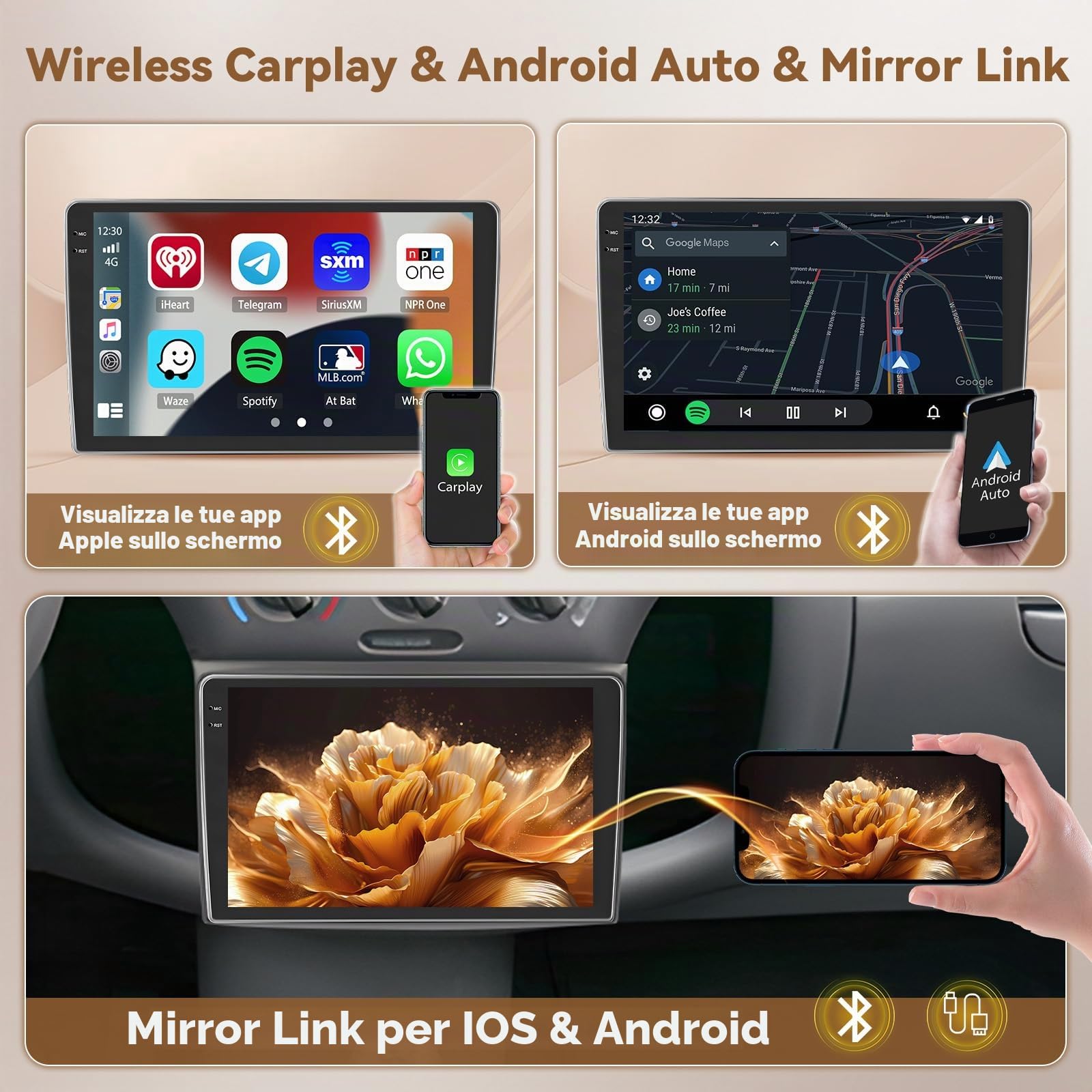 Hikity 4+64GB Android 15 Autoradio per Toyota Vitz XP10 Yaris Platz Echo 1999-2005 con Wireless Carplay Android Auto, 9 Pollic Incell Schermo Tattile Supporto BT/GPS/WiFi/FM/RDS+Retrocamera+MIC